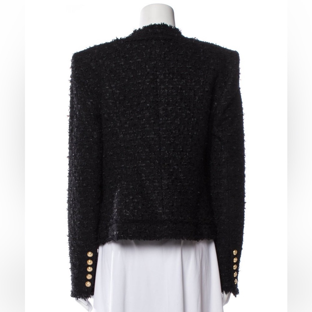 BALMAIN GOLD-BUTTON TWEED LUREX JACKET FOR WOMEN Size FR 42 - Picture 4 of 15